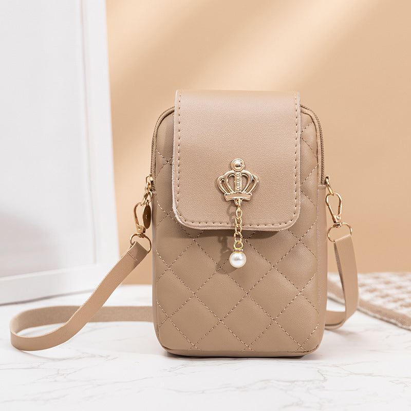 Simple All-match Messenger Bag Pearl Vertical Model In Square Shape