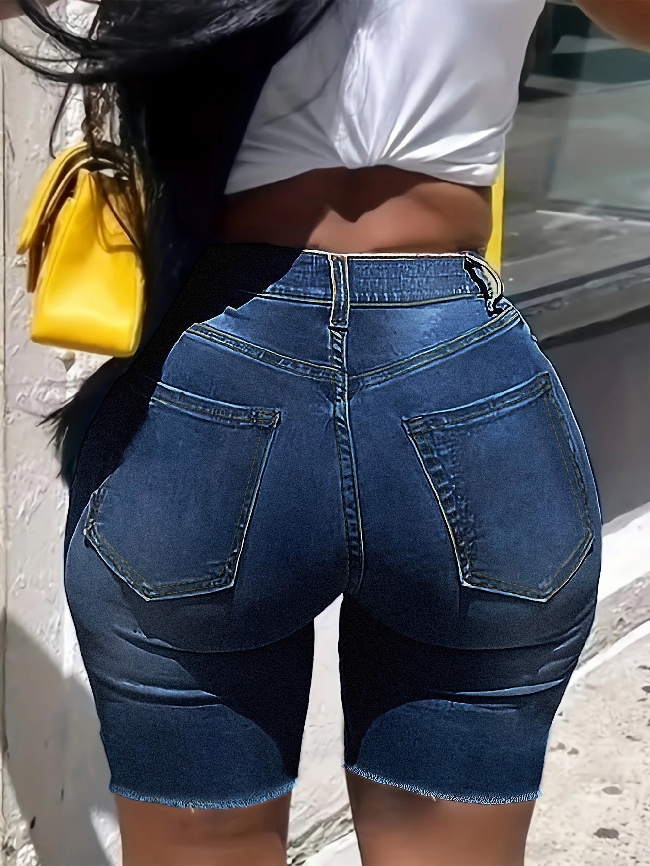 GIRLS & WOMEN'S High-waisted Slim-fit Ripped Women's Denim Shorts