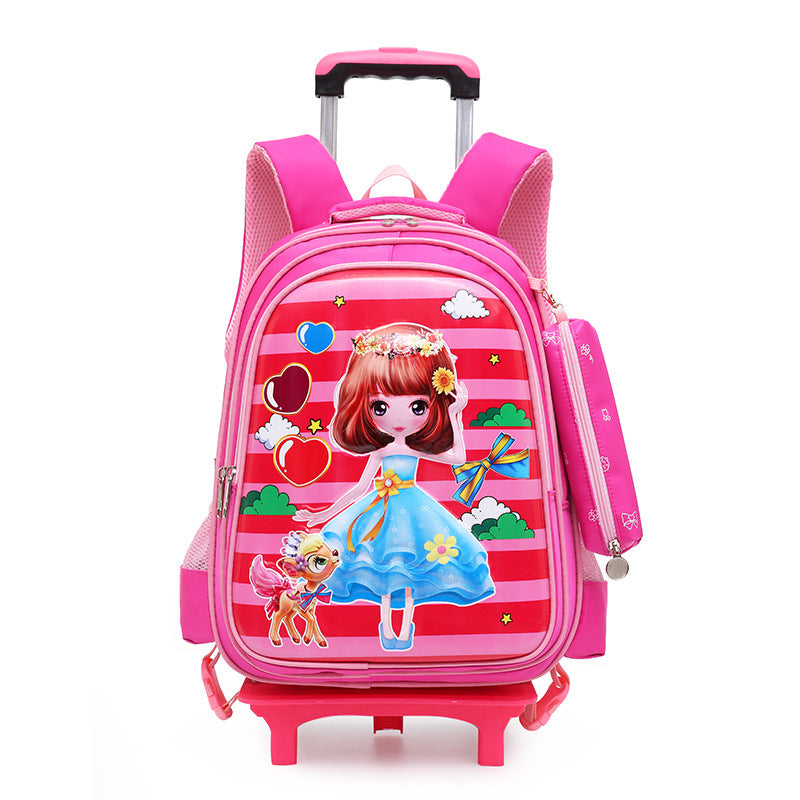 Trolley Primary School Waterproof 3D Car Detachable Burden Reduction Children Backpack