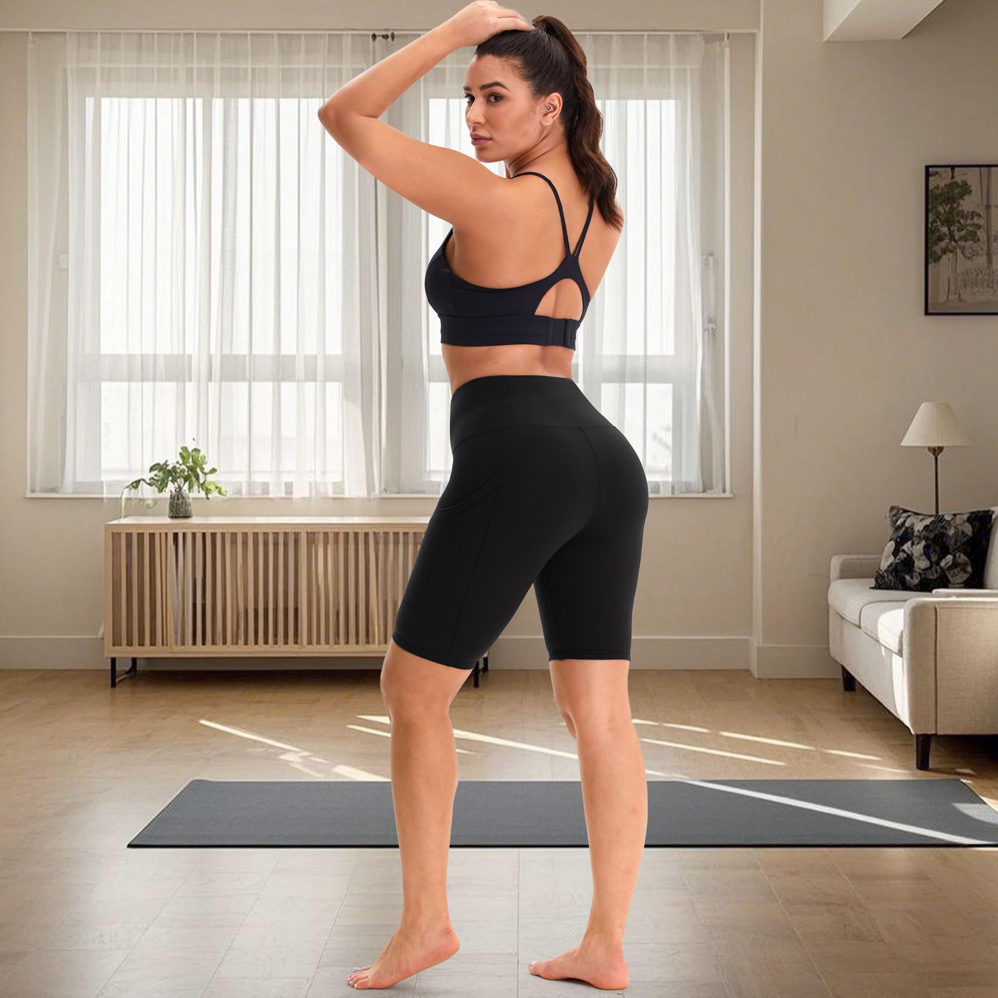 ✨ KK BRAND BLACK HIGH-RISE YOGA SHORTS FOR WOMEN & GIRLS | SUMMER 2025