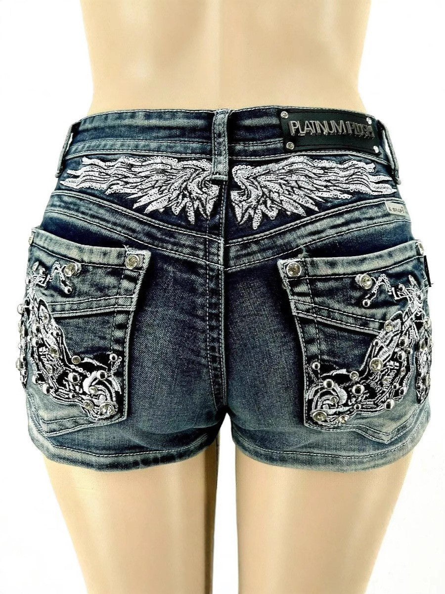 WOMEN'S Fashion  Embroidered Denim Shorts