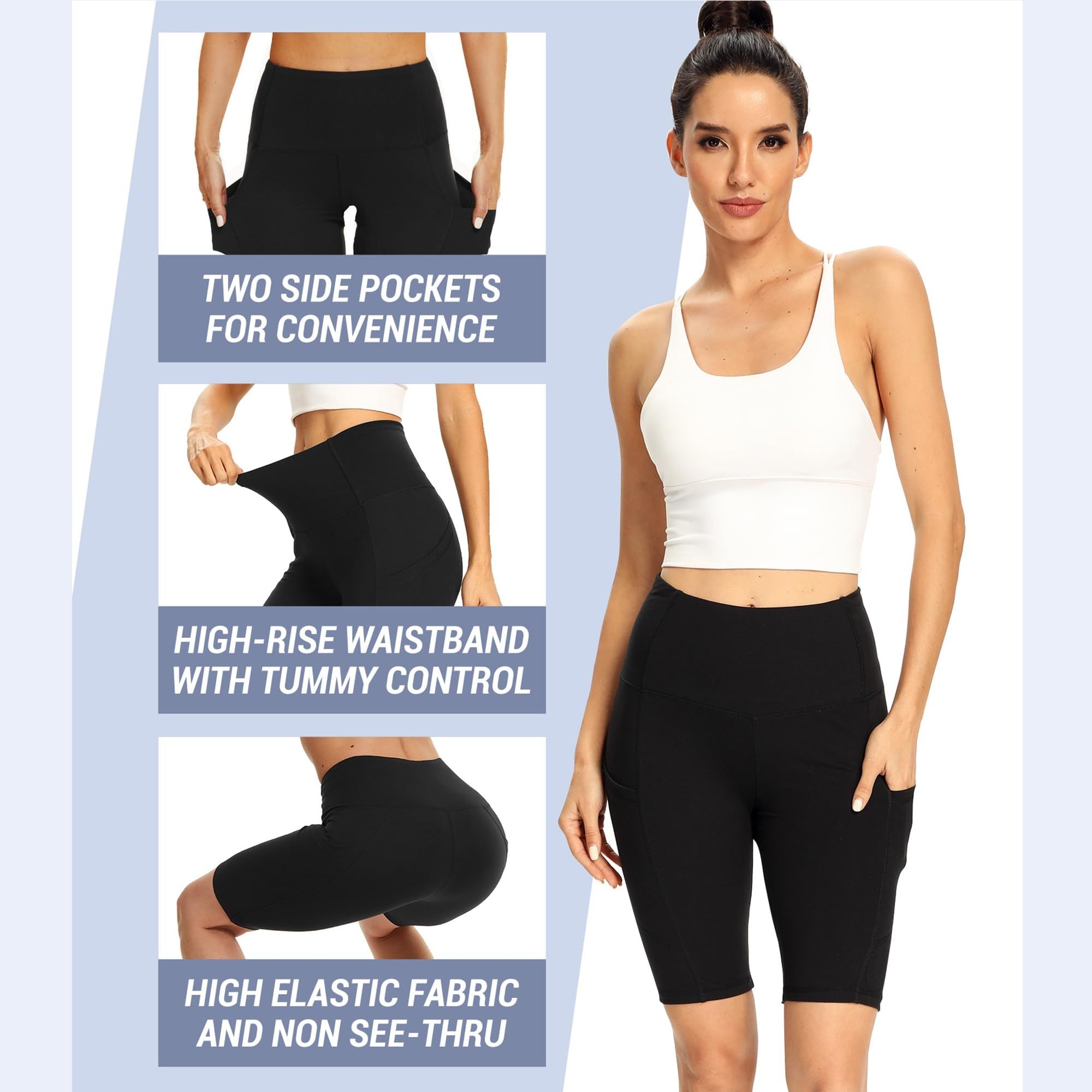 ✨ KK BRAND BLACK HIGH-RISE YOGA SHORTS FOR WOMEN & GIRLS | SUMMER 2025