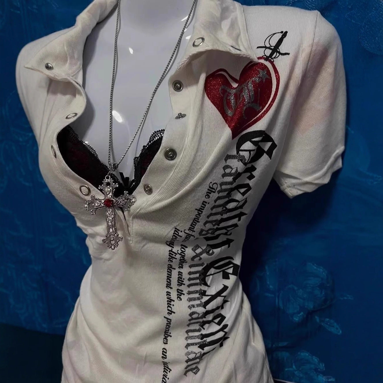 Retro Spicy Girl Printed Short-sleeved T-shirt Slim Fit Slimming