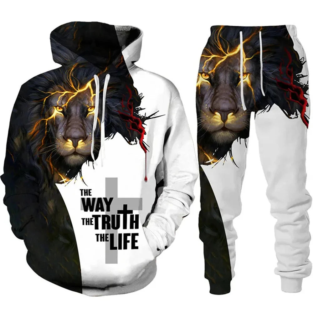 ✨ KK BRAND | 3D TIGER PRINT HOODED TRACKSUIT FOR MEN | HIGH-DEFINITION DIGITAL PRINT | FLEECE COMFORT | AUTUMN/WINTER | 2025