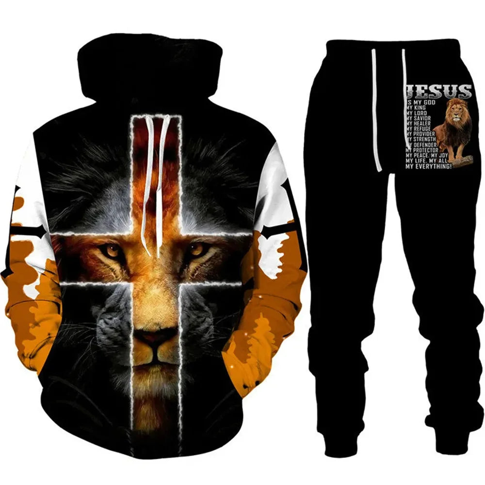 ✨ KK BRAND | 3D TIGER PRINT HOODED TRACKSUIT FOR MEN | HIGH-DEFINITION DIGITAL PRINT | FLEECE COMFORT | AUTUMN/WINTER | 2025