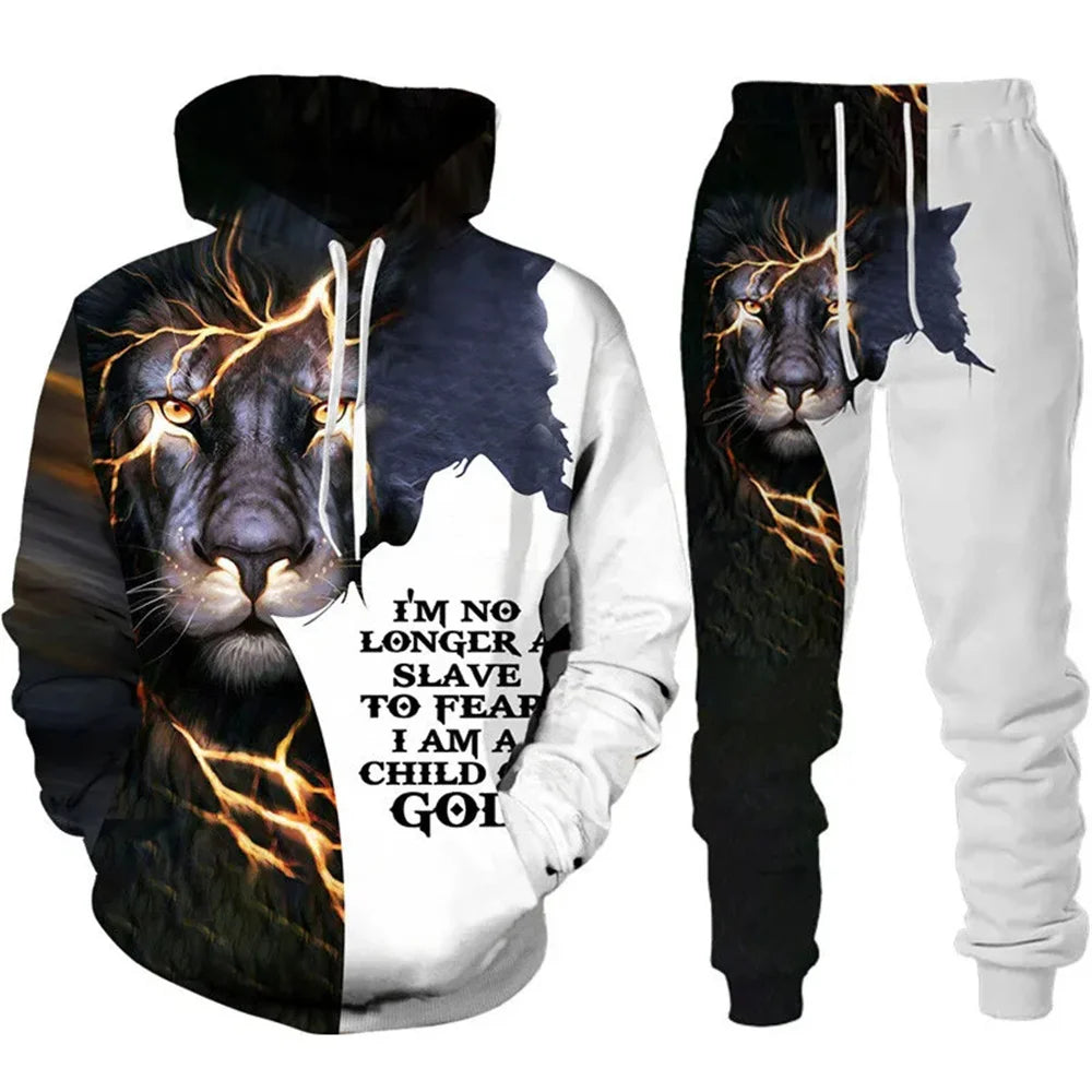✨ KK BRAND | 3D TIGER PRINT HOODED TRACKSUIT FOR MEN | HIGH-DEFINITION DIGITAL PRINT | FLEECE COMFORT | AUTUMN/WINTER | 2025