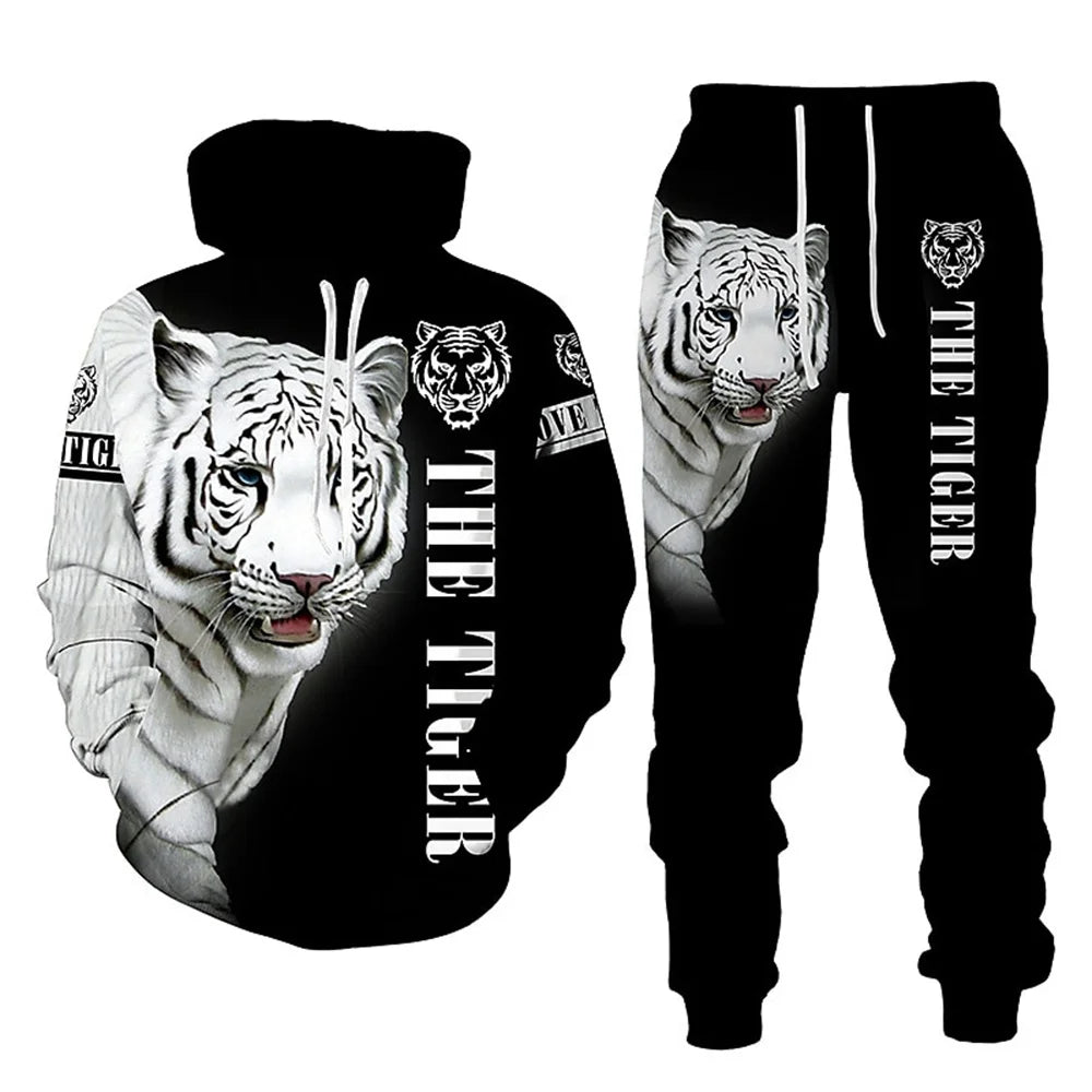 ✨ KK BRAND | 3D TIGER PRINT HOODED TRACKSUIT FOR MEN | HIGH-DEFINITION DIGITAL PRINT | FLEECE COMFORT | AUTUMN/WINTER | 2025