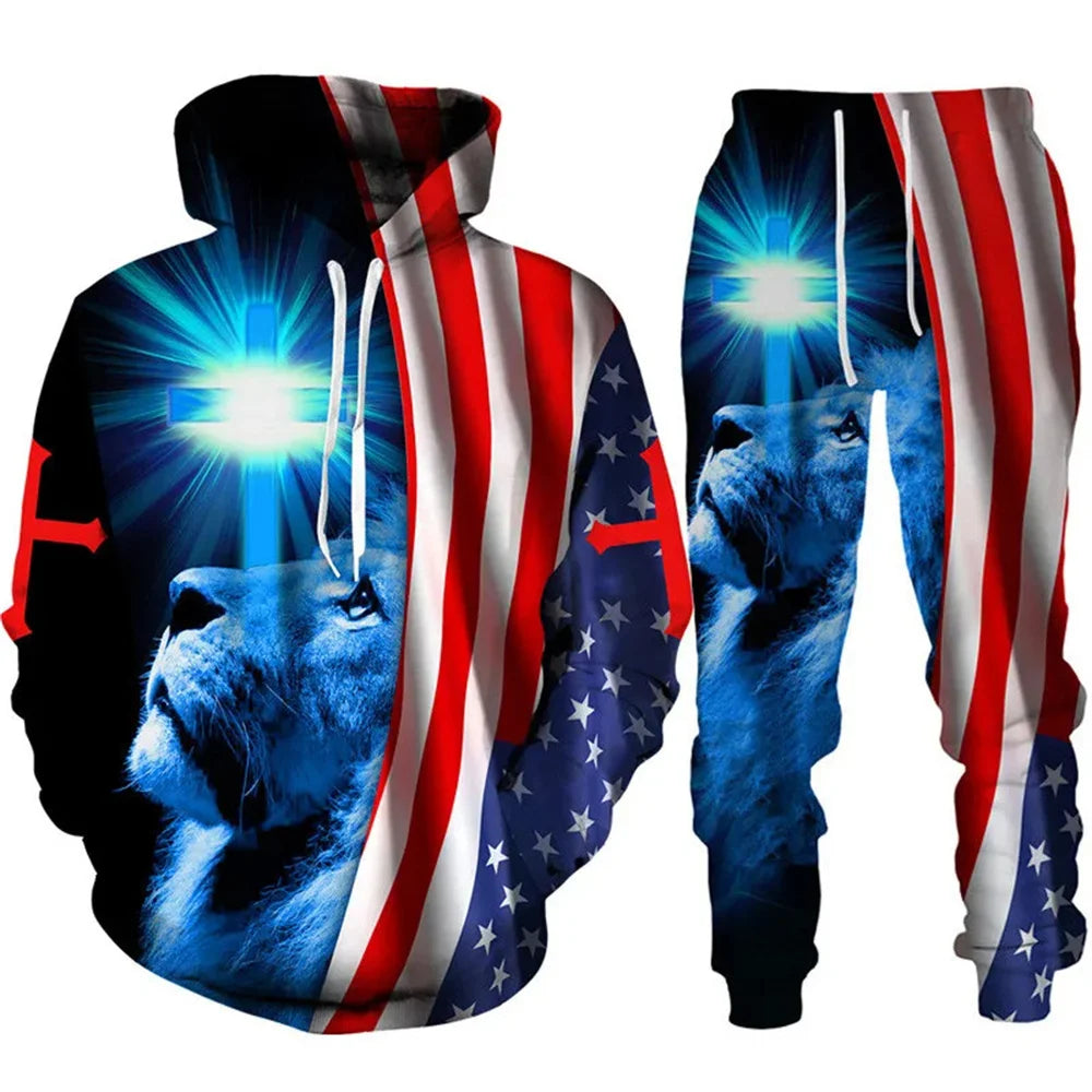 ✨ KK BRAND | 3D TIGER PRINT HOODED TRACKSUIT FOR MEN | HIGH-DEFINITION DIGITAL PRINT | FLEECE COMFORT | AUTUMN/WINTER | 2025