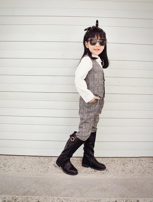 KK BRAND | LITTLE PRINCESS" 3-PIECE FORMAL SUIT FOR GIRLS – COAT, PANTS & INNER SHIRT | PLAID STYLE FOR CEREMONIES &amp; OCCASIONS | 2025