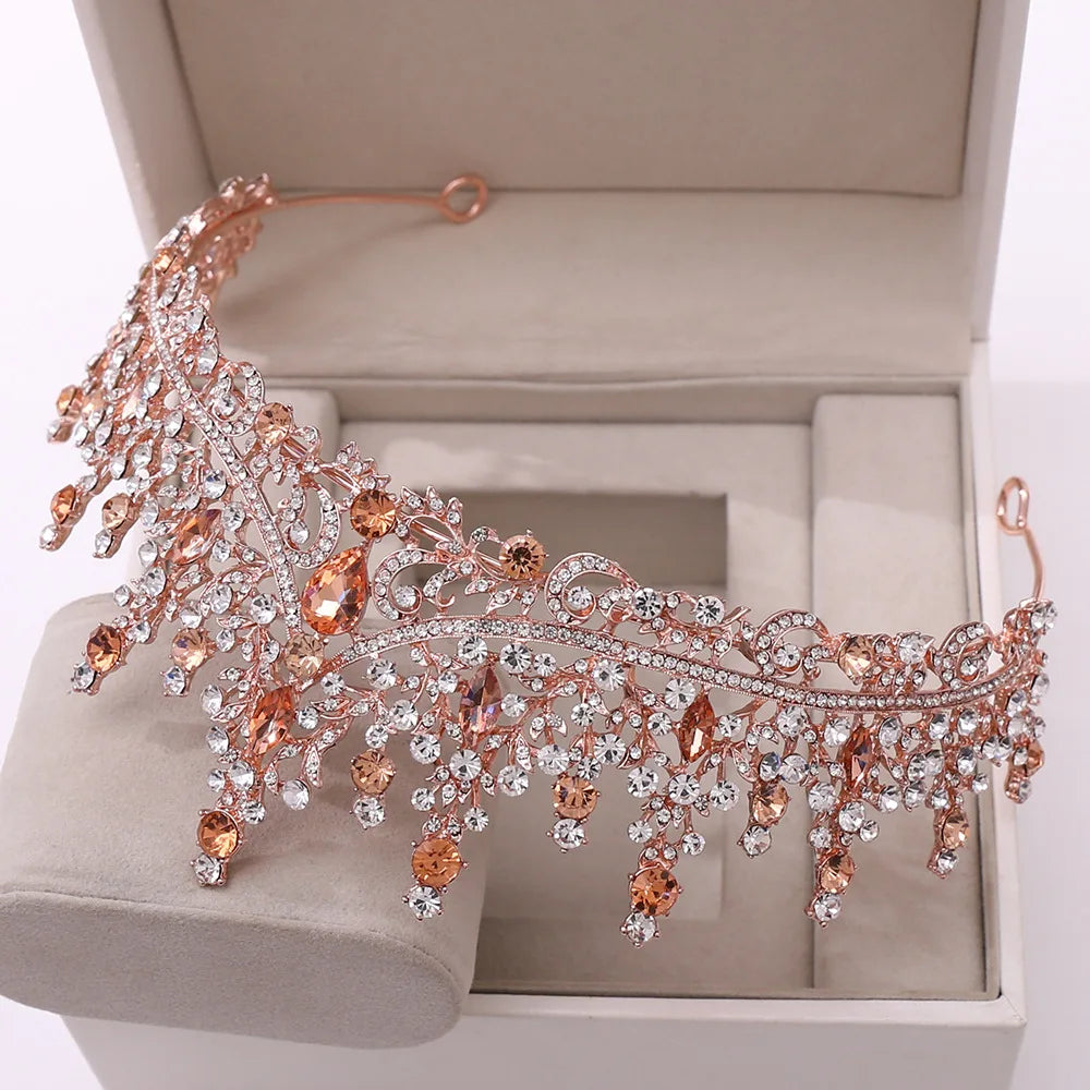 KK BRAND – Baroque Rose Gold Bridal Tiara Crown Luxury Crystal Diadem for Weddings, Pageants &amp; Special Occasions| 2025