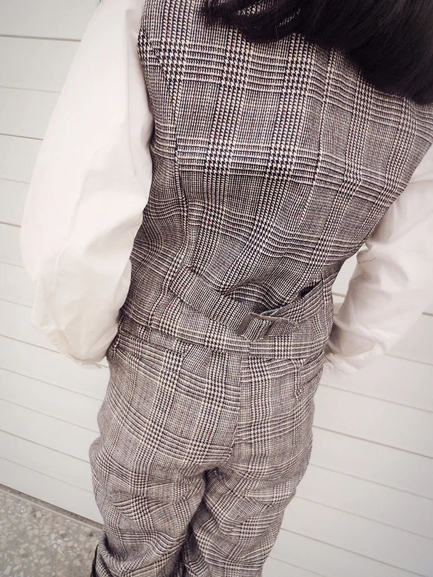 KK BRAND | LITTLE PRINCESS" 3-PIECE FORMAL SUIT FOR GIRLS – COAT, PANTS & INNER SHIRT | PLAID STYLE FOR CEREMONIES &amp; OCCASIONS | 2025