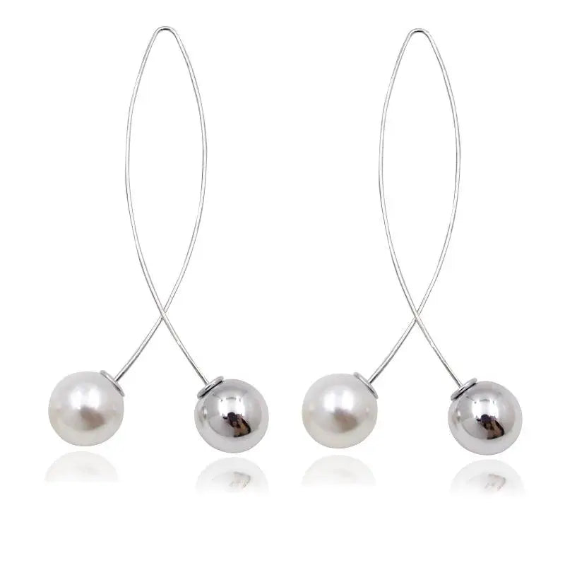 2018 New Cross Imitation Pearl Earrings Long Simple Fashion Earrings Women Wedding Jewelry Boucles D'oreilles Pour Les Femmes