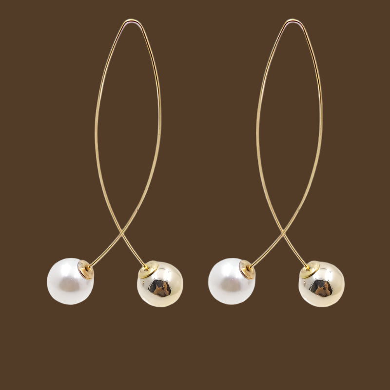 2018 New Cross Imitation Pearl Earrings Long Simple Fashion Earrings Women Wedding Jewelry Boucles D'oreilles Pour Les Femmes