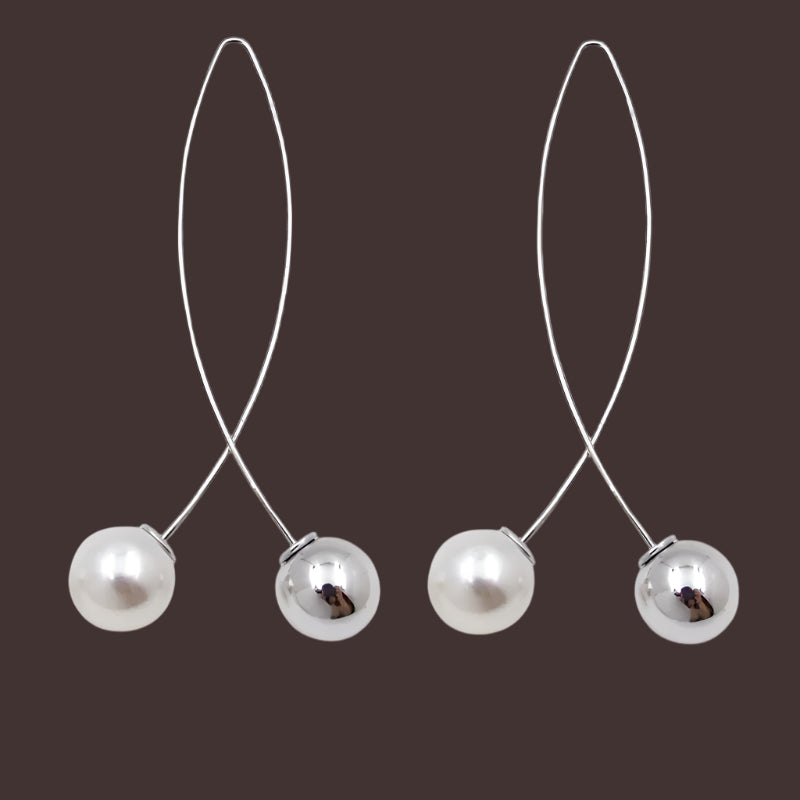 2018 New Cross Imitation Pearl Earrings Long Simple Fashion Earrings Women Wedding Jewelry Boucles D'oreilles Pour Les Femmes
