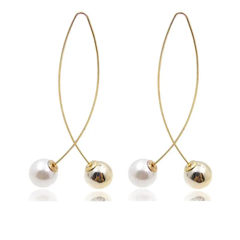 2018 New Cross Imitation Pearl Earrings Long Simple Fashion Earrings Women Wedding Jewelry Boucles D'oreilles Pour Les Femmes