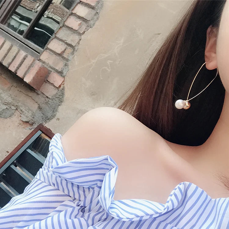 2018 New Cross Imitation Pearl Earrings Long Simple Fashion Earrings Women Wedding Jewelry Boucles D'oreilles Pour Les Femmes