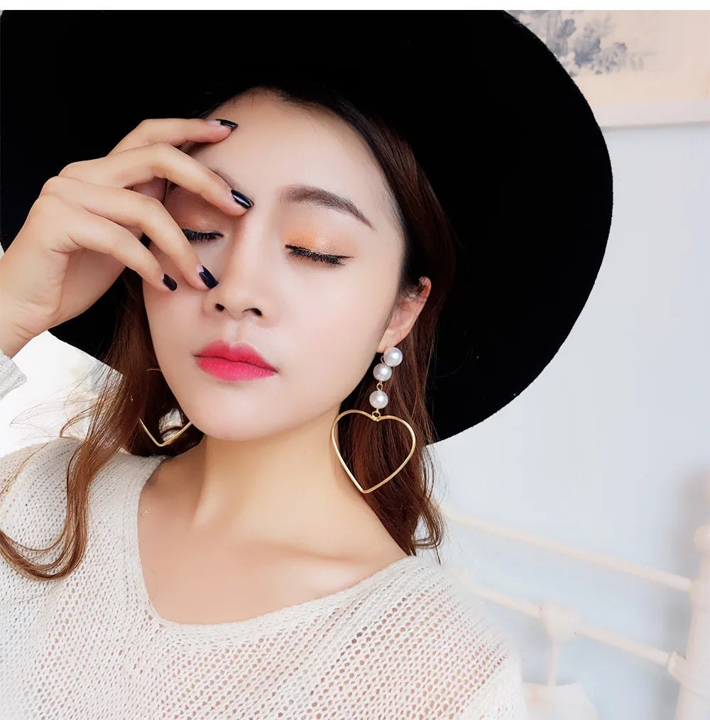 2018 New Cross Imitation Pearl Earrings Long Simple Fashion Earrings Women Wedding Jewelry Boucles D'oreilles Pour Les Femmes