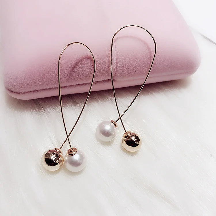 2018 New Cross Imitation Pearl Earrings Long Simple Fashion Earrings Women Wedding Jewelry Boucles D'oreilles Pour Les Femmes