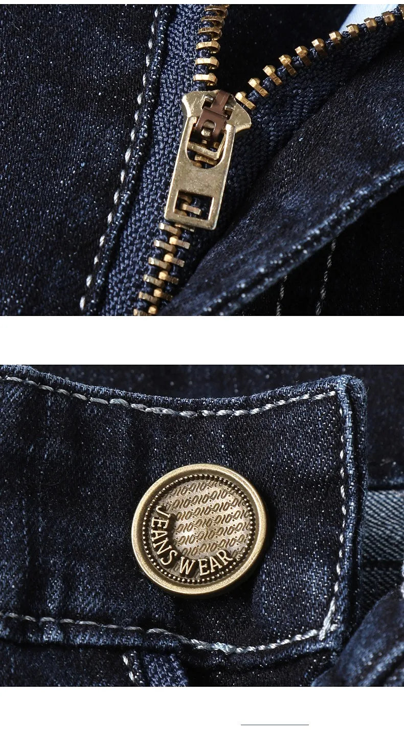 KK BRAND Men’s Straight-Fit Distressed Denim Jeans – Black  Dark Blue  Straight-Fit Distressed Denim Jeans  2025