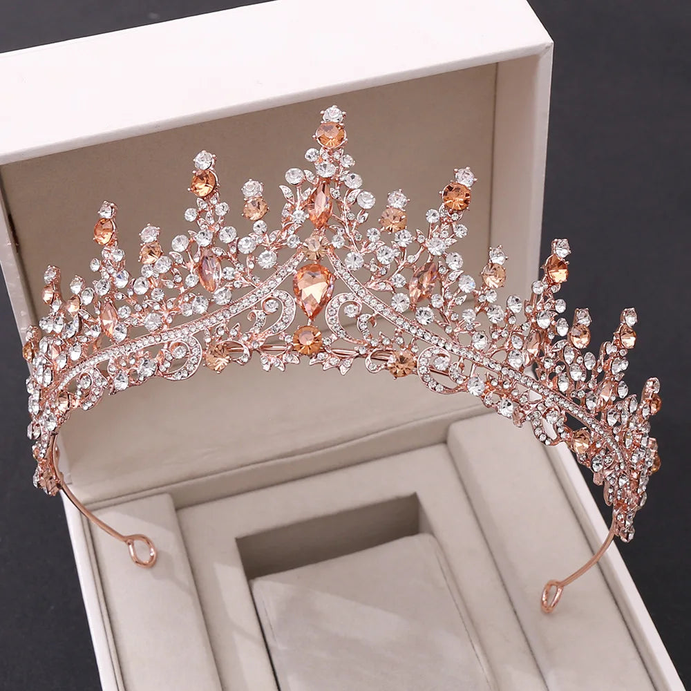 KK BRAND – Baroque Rose Gold Bridal Tiara Crown Luxury Crystal Diadem for Weddings, Pageants &amp; Special Occasions| 2025