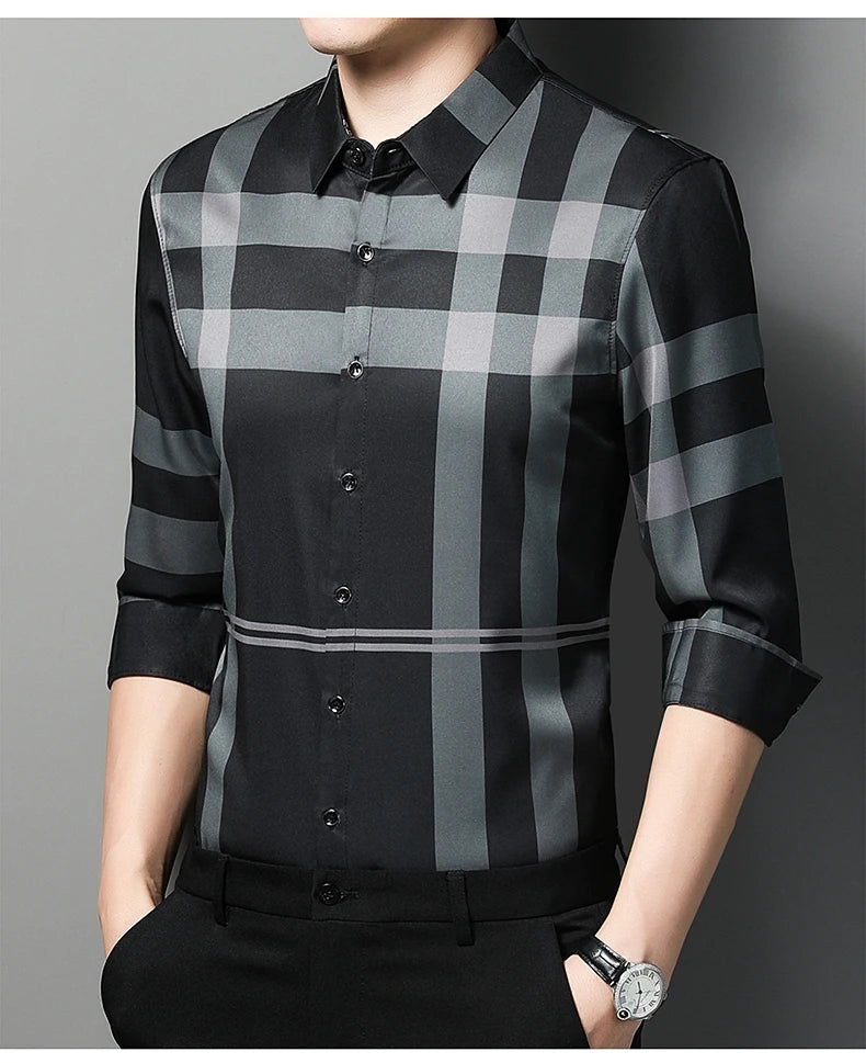 ✨ BY KK BRAND MEN’S STRIPED CHECKERED SHIRT – ALL SEASONS  SHARP BROADCLOTH TEXTURE | MODERN CHECKERED STYLE | 2025