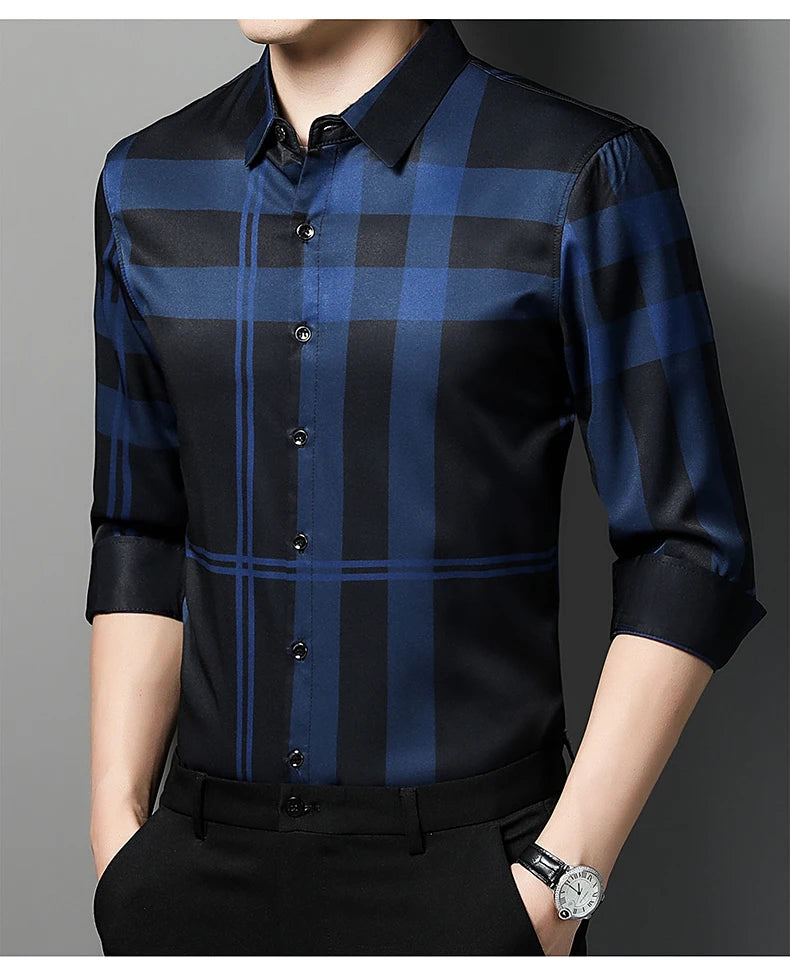 ✨ BY KK BRAND MEN’S STRIPED CHECKERED SHIRT – ALL SEASONS  SHARP BROADCLOTH TEXTURE | MODERN CHECKERED STYLE | 2025
