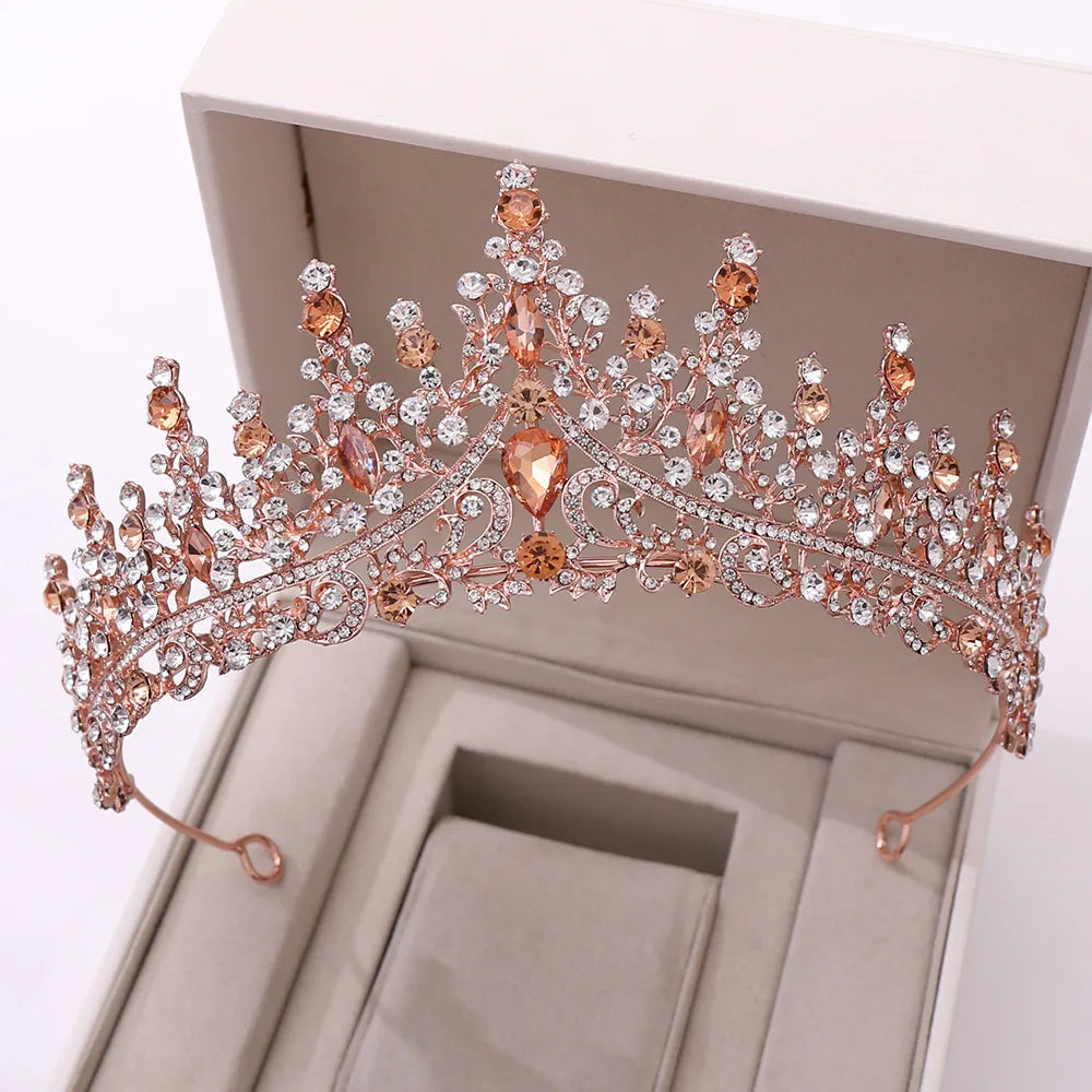 KK BRAND – Baroque Rose Gold Bridal Tiara Crown Luxury Crystal Diadem for Weddings, Pageants &amp; Special Occasions| 2025