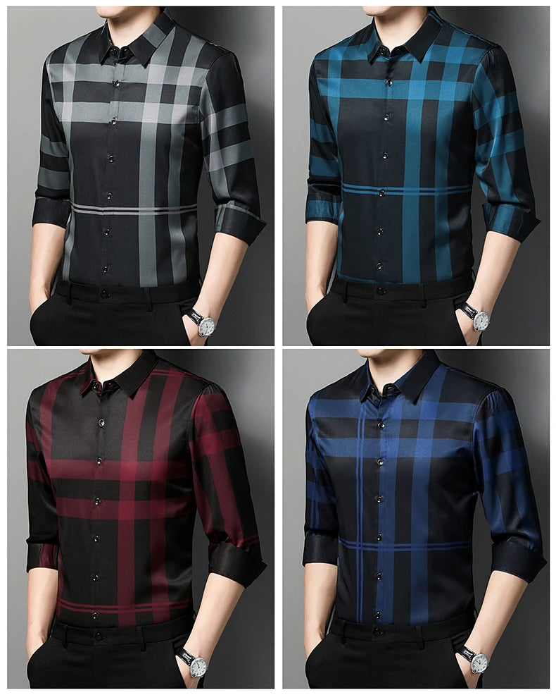 ✨ BY KK BRAND MEN’S STRIPED CHECKERED SHIRT – ALL SEASONS  SHARP BROADCLOTH TEXTURE | MODERN CHECKERED STYLE | 2025