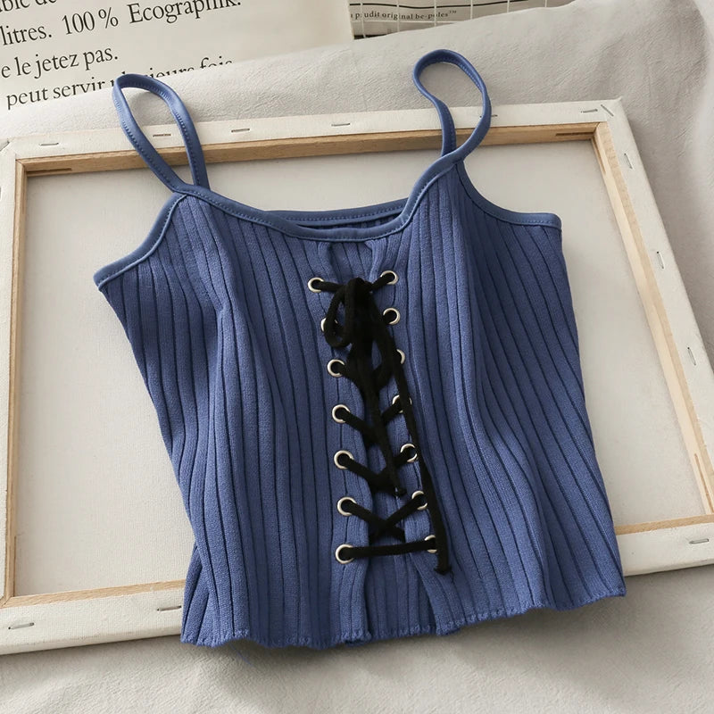 KK BRAND – Women’s Cotton Strap Half Body Vest with Ribbon Detail | Summer 2025
