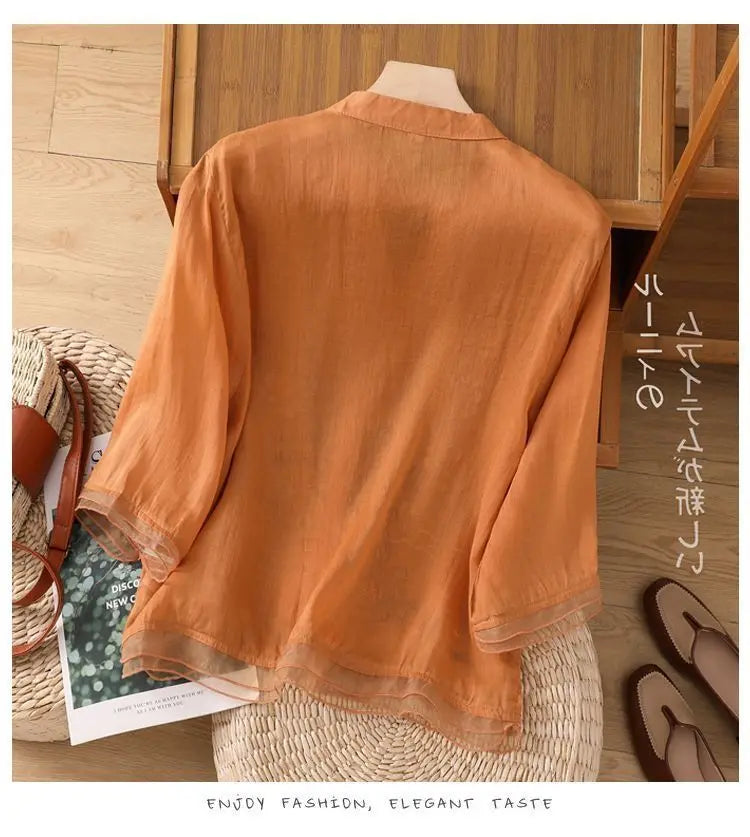 🌿 KK BRAND Embroidered V-Neck SHIRT FOR WOMEN'S / GIRLS – Ethnic-Inspired Elegance for Spring Summer 2025