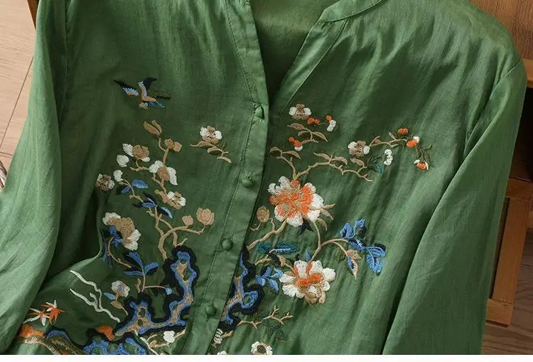 🌿 KK BRAND Embroidered V-Neck SHIRT FOR WOMEN'S / GIRLS – Ethnic-Inspired Elegance for Spring Summer 2025