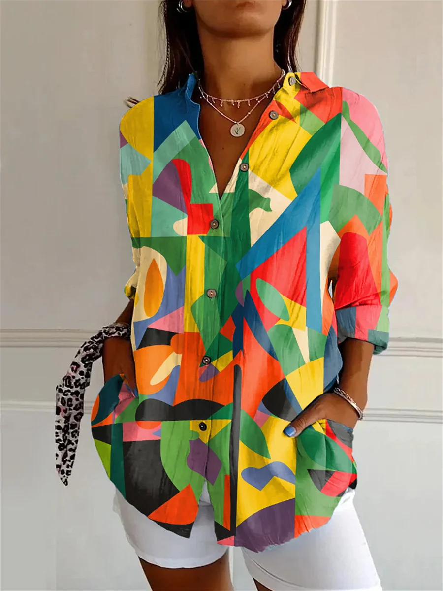 ✨ KK BRAND – Digital Multi-Printed Women's Casual Shirt ✨ FASHION OF 2025 COLLECTION DIGITAL 3D PRINTED SHIRT