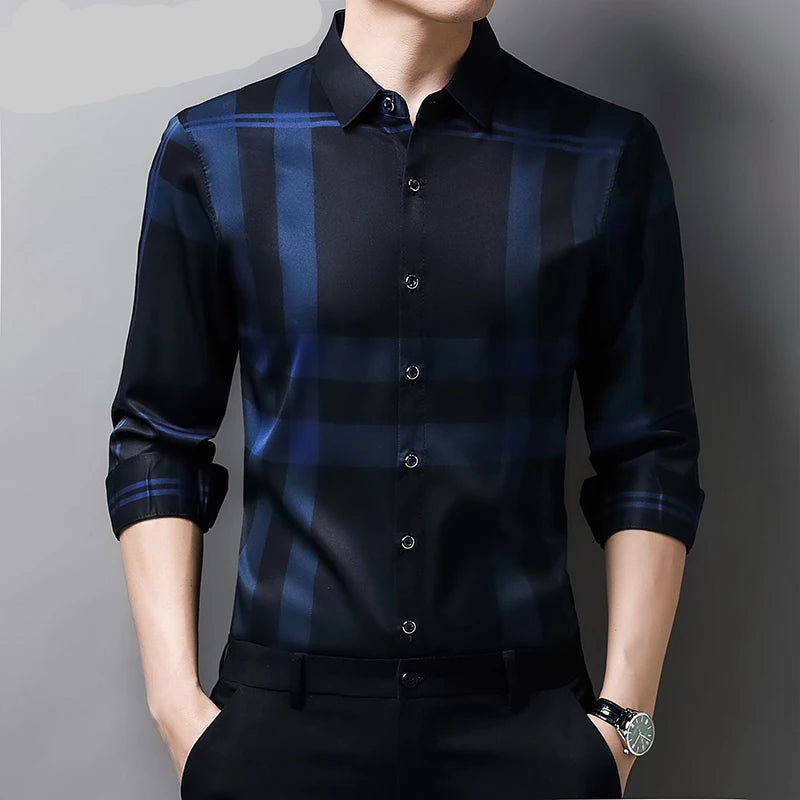 ✨ BY KK BRAND | MEN’S STRIPED CHECK DESIGN SHIRT – ALL SEASONS  | SMART BREATHABLE COTTON BLEND  | 2025