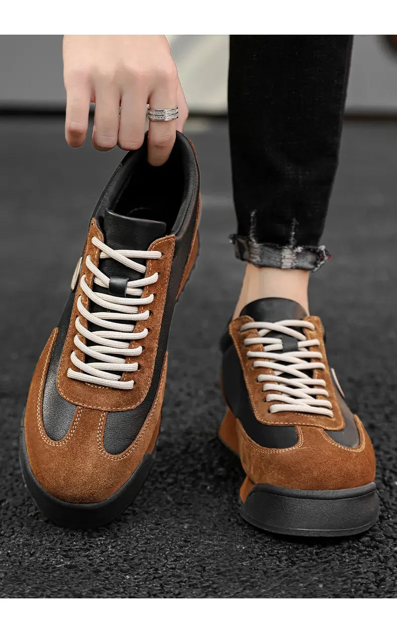 Men's Dark Brown Fur Casual Joggers – Height Increasing Comfort Shoes | KK BRAND 2025