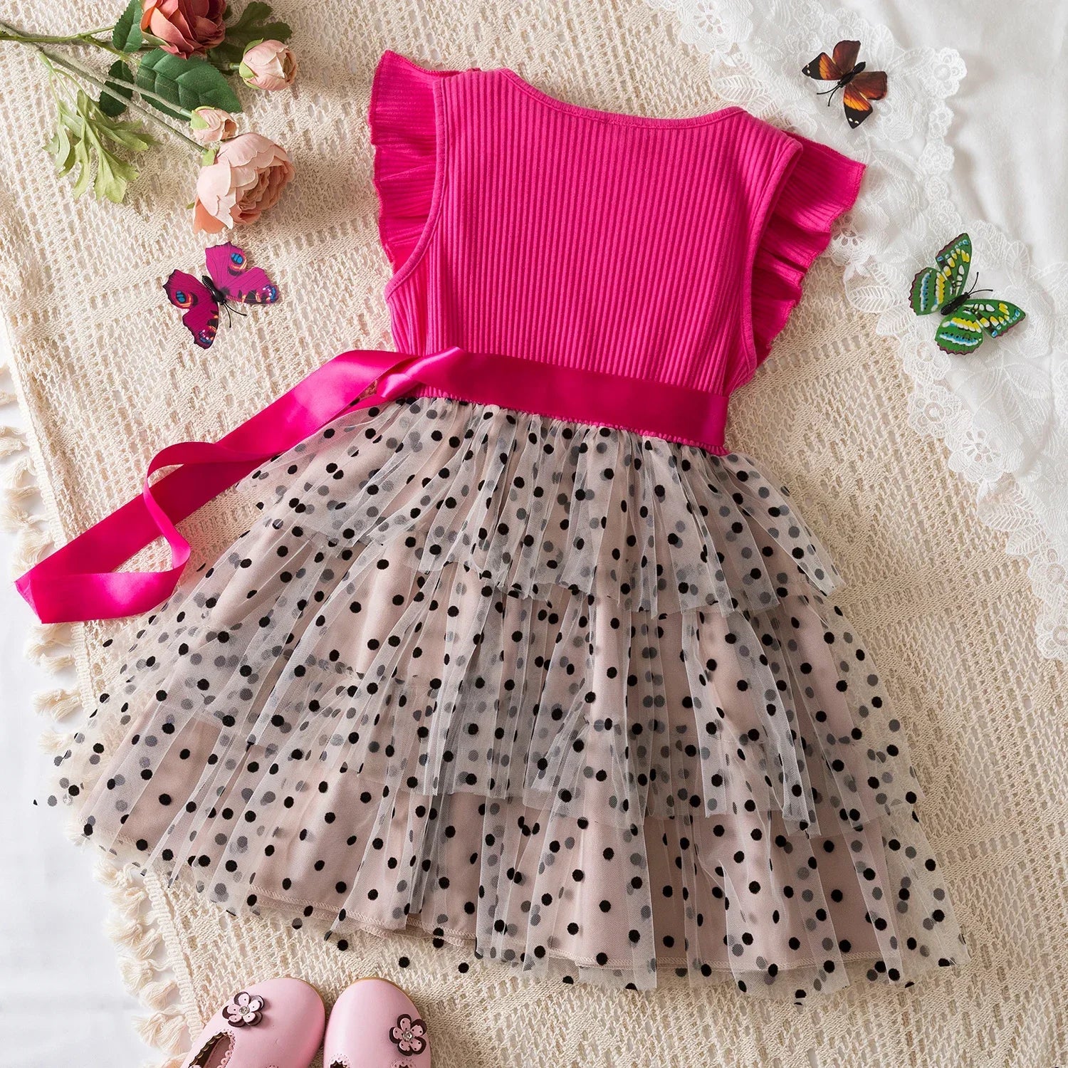 KK BRAND BLACK & PINK SKIRT + SHIRT SET FOR BABY GIRLS | SUMMER & SCHOOLWEAR STYLE | AGES 1–3 YEARS | 2025