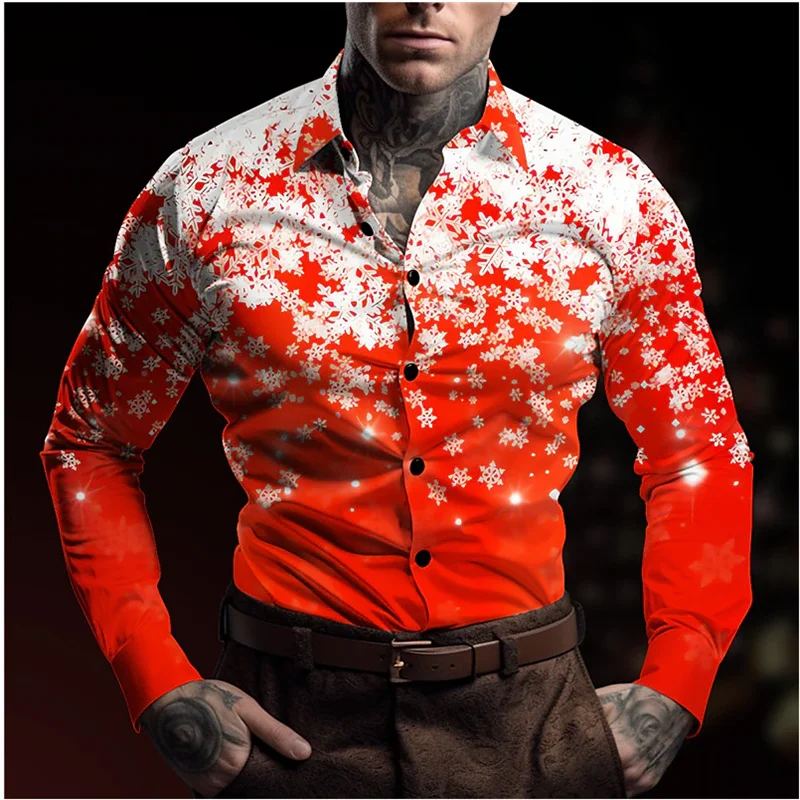 ✨ KK BRAND CONTRAST COLOR 3D PRINTED DRESS SHIRT FOR MEN | DIGITAL RED-WHITE-BLUE PRINT | PC COTTON COMFORT FABRIC | FOUR SEASONS | 2025
