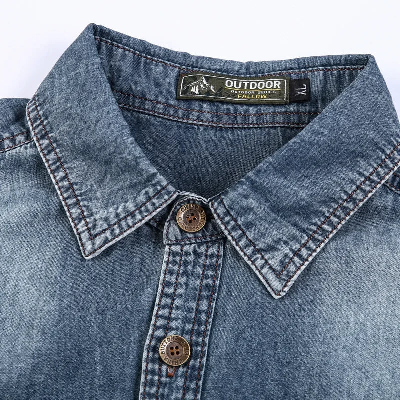 👕 KK BRAND MEN'S HALF SLEEVE DENIM SHIRT | 2 FRONT POCKETS | CASUAL BUTTON-UP STYLE – 2025 COLLECTION