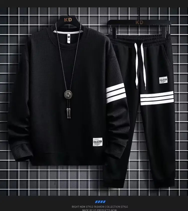 ✨ KK BRAND MEN’S WHITE STRIPE TRACK SUIT SET | COTTON WARM BLEND |  2025 EDITION