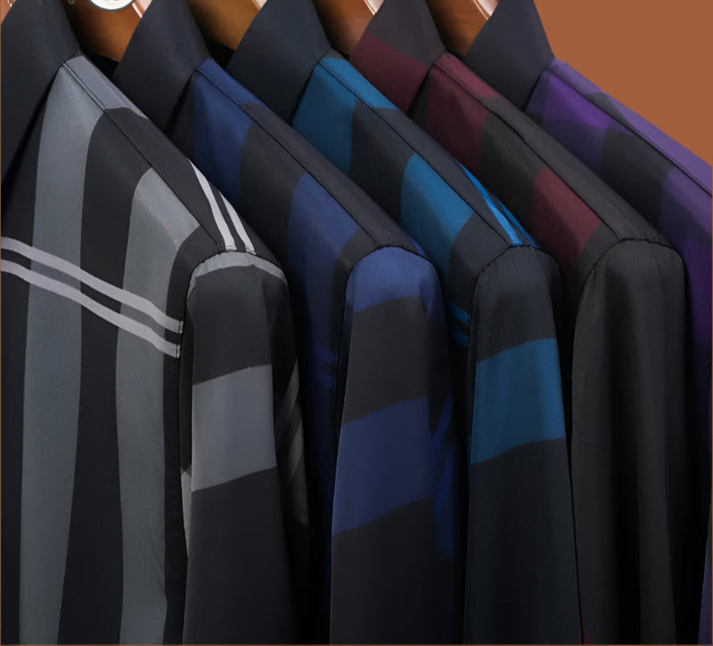 ✨ BY KK BRAND | MEN’S STRIPED CHECK DESIGN SHIRT – ALL SEASONS  | SMART BREATHABLE COTTON BLEND  | 2025