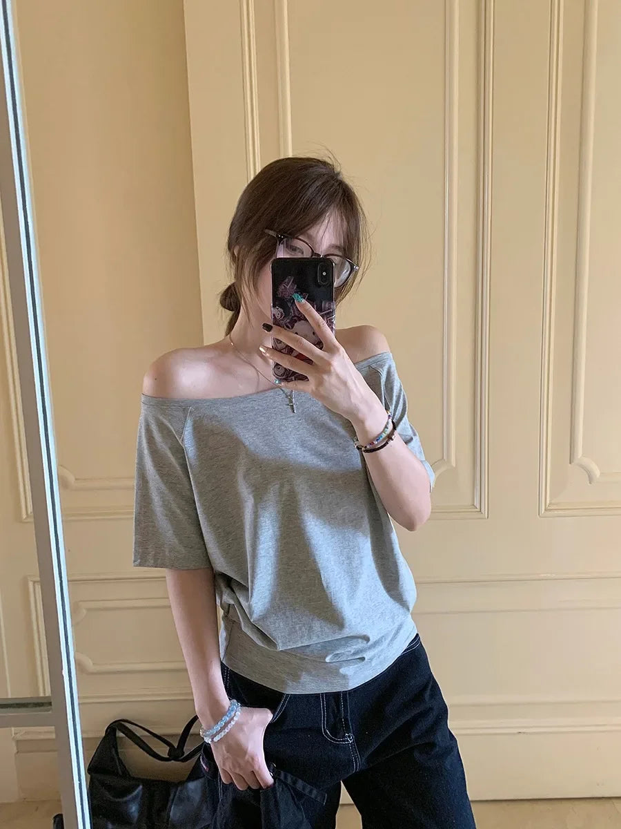 BY KK BRAND – Women's Skew Collar Chic T-Shirt | Summer All-Match Edition | 2025