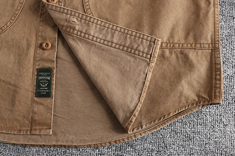 🧥 KK BRAND | MEN’S SAFARI STYLE BOLD DENIM SHIRT | EARTH TONES | LONG SLEEVE | URBAN UTILITY STYLE – 2025 EDITION