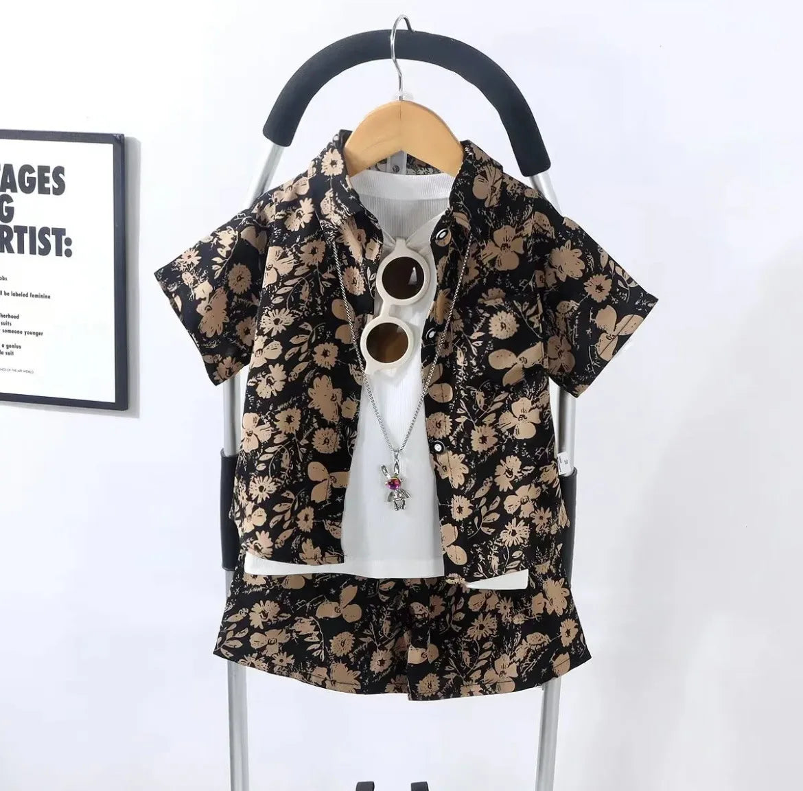 🎨 KK BRAND BOYS’ MULTI-COLOR CONTRAST PRINTED SHIRT & SHORTS SET (4–6 YEARS) | 2025