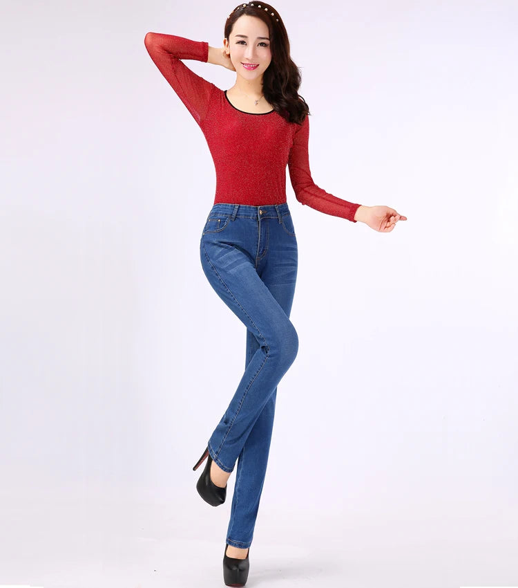 👖 KK BRAND | WOMEN'S DENIM REDEFINED LUXE STRETCH HIGH-WAISTED STRAIGHT JEANS | 2025