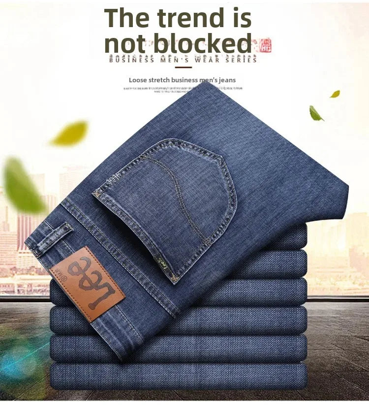 KK BRAND – Men’s Loose Fit Stretch Denim Jeans (Blue) Comfort Meets Confidence – Perfect for Spring  Summer Business Casual 2025