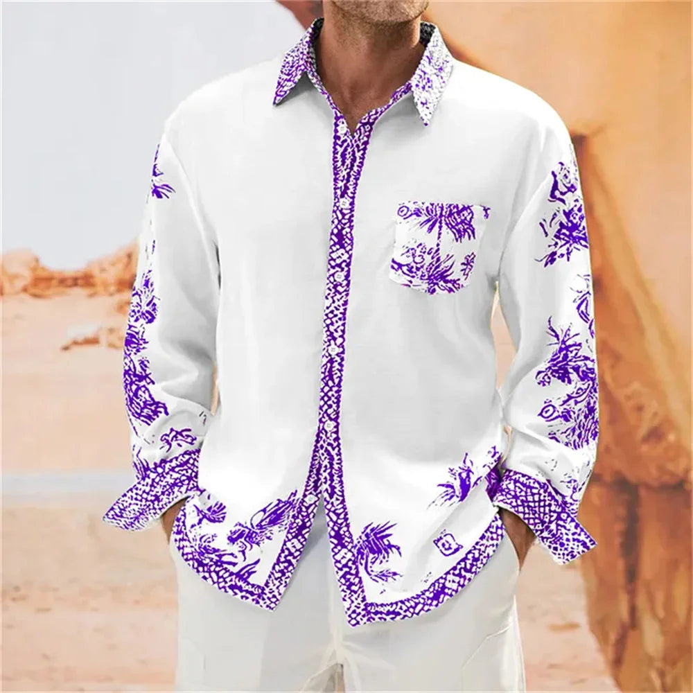 ✨ KK BRAND | MEN’S WHITE DIGITAL PRINT PARTY SHIRT  | 3D DIGITAL PRINT | BROADCLOTH COMFORT FIT– ALL SEASONS 2025