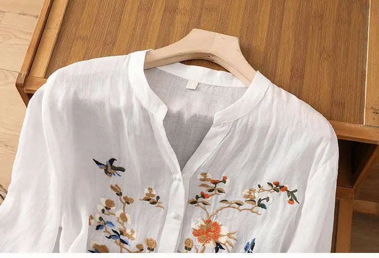🌿 KK BRAND Embroidered V-Neck SHIRT FOR WOMEN'S / GIRLS – Ethnic-Inspired Elegance for Spring Summer 2025