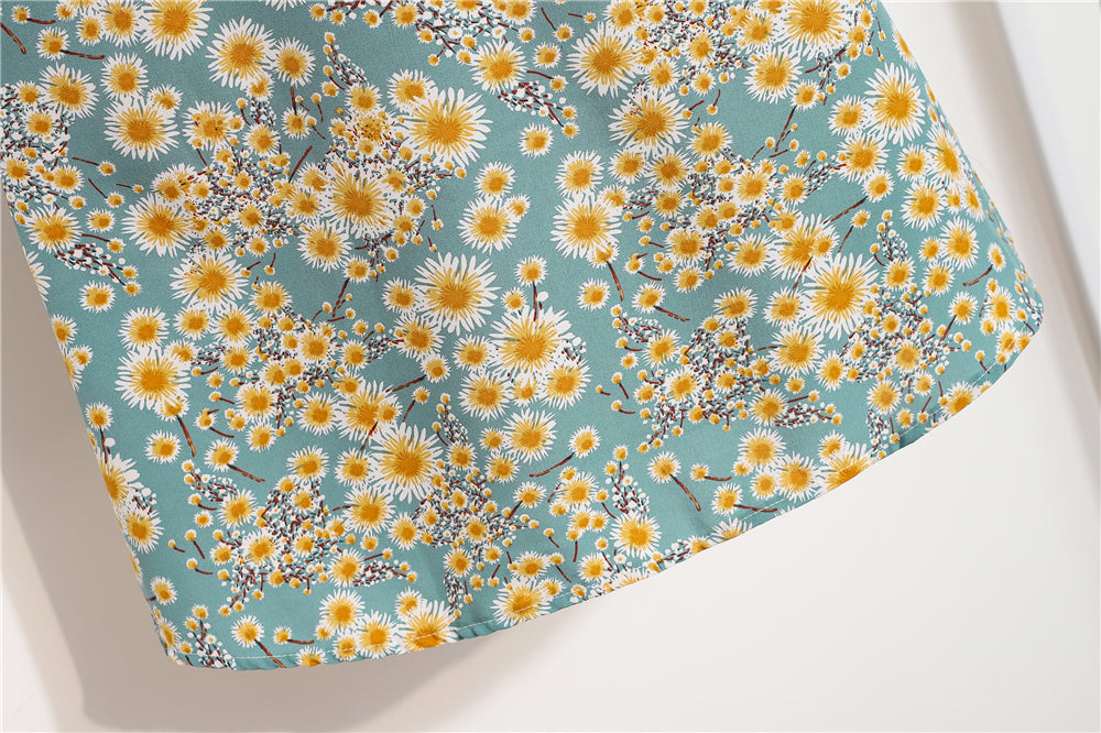 BY KK BRAND GIRLS' MULTI-COLOR DIGITAL PRINTED A-LINE SKIRT DRESS – PUFF SLEEVES &amp; SQUARE NECKLINE FOR SUMMER STYLE | 2025