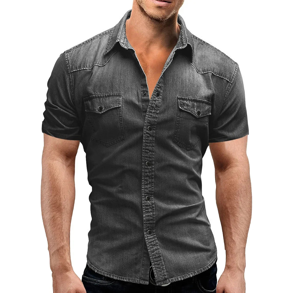 👕 KK BRAND MEN’S DENIM SHORT SLEEVE SHIRT –STREET STYLE ESSENTIAL |  2025