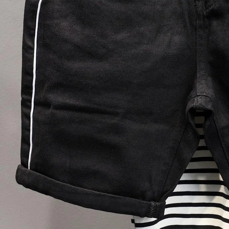 Slim Fit Striped Denim Shorts – Casual & Fashionable for Everyday Wear!