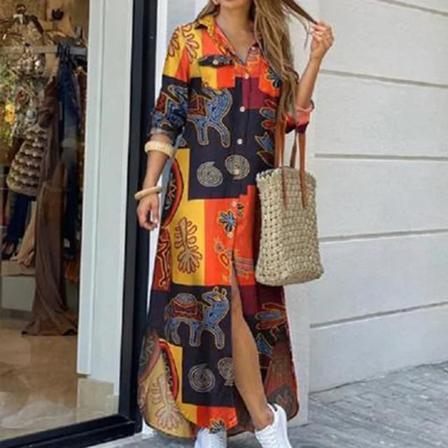 ✨ KK BRAND Women’s Front-Open Printed Long Gown Dress – Smart, Elegant, and Effortlessly Chic & STYLISH DRESS 2025
